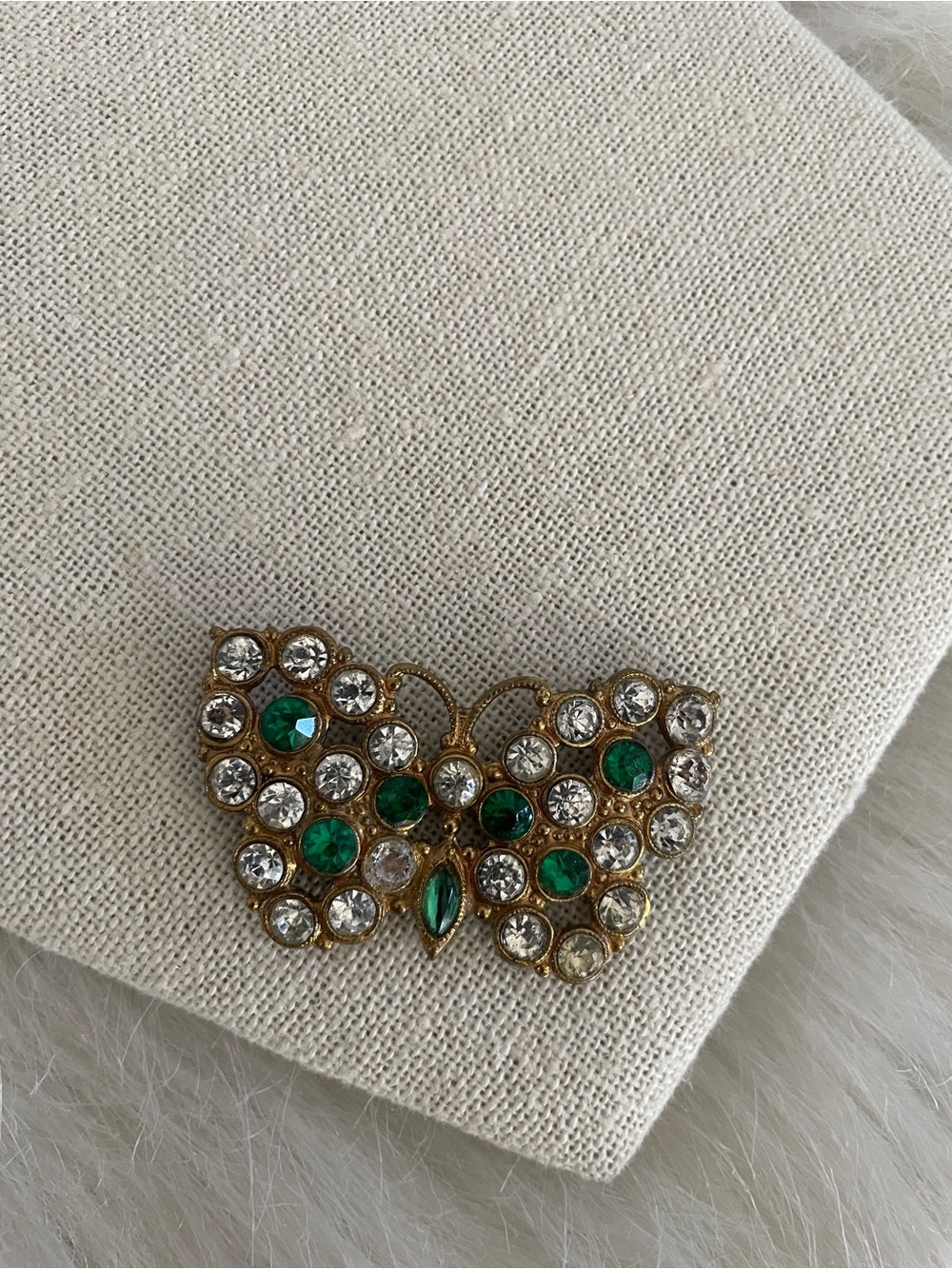 Vintage Golden Rhinestone Butterfly Brooch